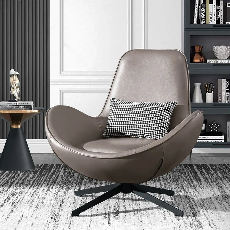 Nordic Design Chair Office Black Metal Leg Cushions Leather Relaxing Armchair Events Interior Silla Nordica Home Furniture