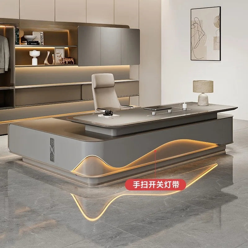 Elegant L-Shaped Office Desk for Presidents