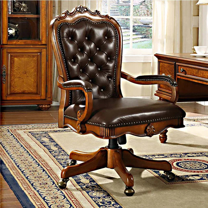 Leather Executive Office Chair with Nordic Design and Mobility