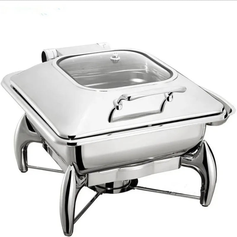 YUFEH good quality silver plated luxury chafing dish set with glass lid high-end buffet stove food warmer hotel chafing dishes