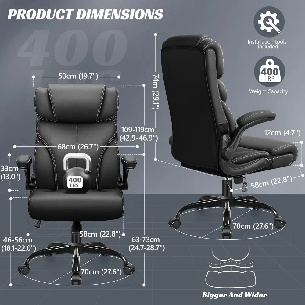 Office Chair, Ergonomic Big and Tall Computer Desk Chairs, Adjustable High Back Flip-up Armrests, Office Chair