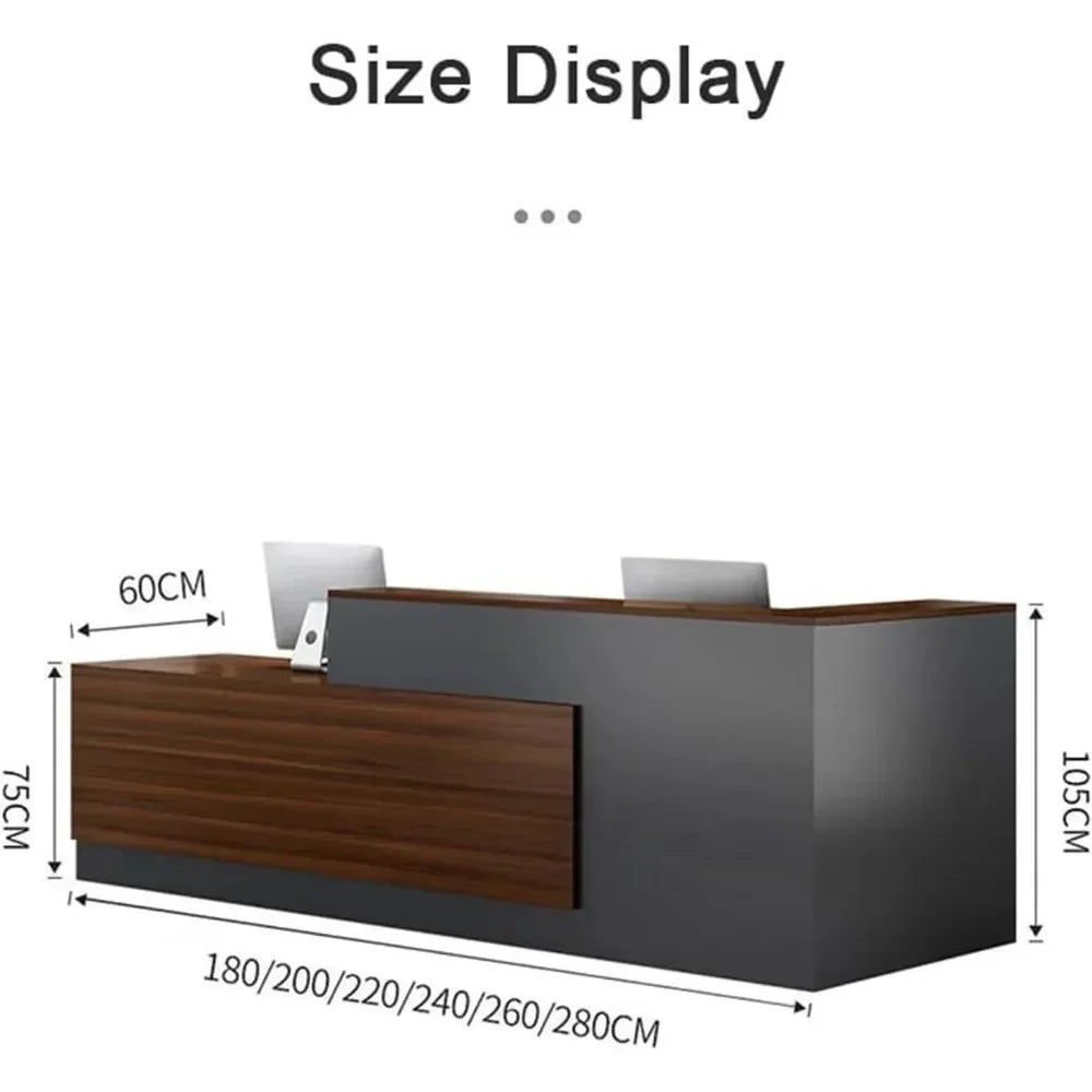 Modern Wooden Reception Desk with Counter and Lockable Drawers