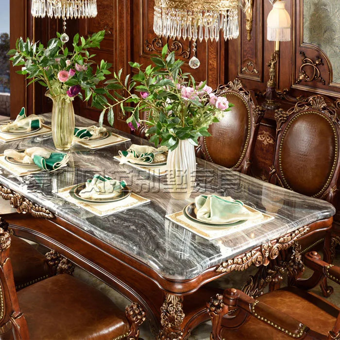 European Marble Noodle Table and Chair Set – French High-End Furniture