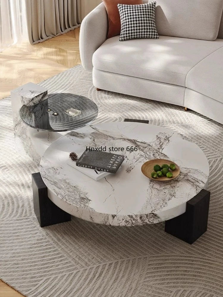 Marble round coffee table minimalist living room household small apartment