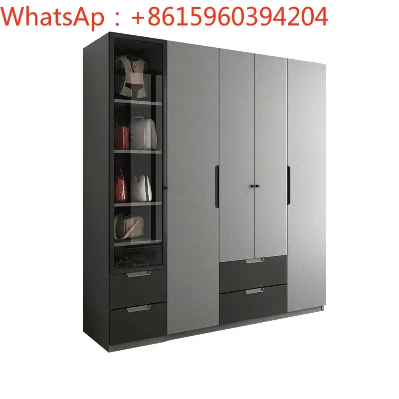 Wardrobe with top cabinet Combination Modern simple three door four Side hung bedroom