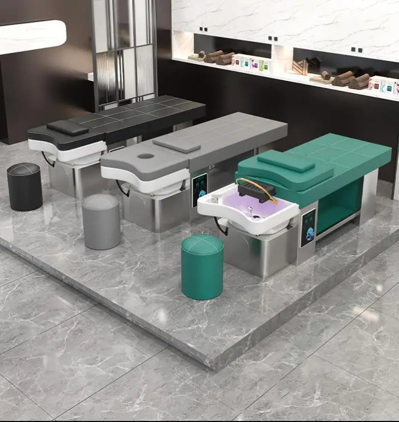 Barbershop Shampoo Bed – Thai Massage, Beauty Head Treatment, Water Cycle Fumigation, All-in-One High-End Ceramic Bed