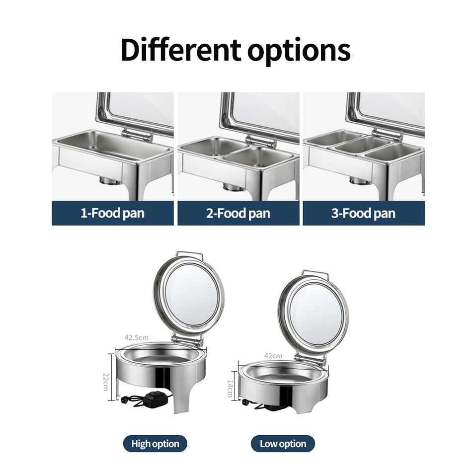 Table catering equipment gold luxury stainless steel buffet chafing dishes induction food warmer set buffet for catering