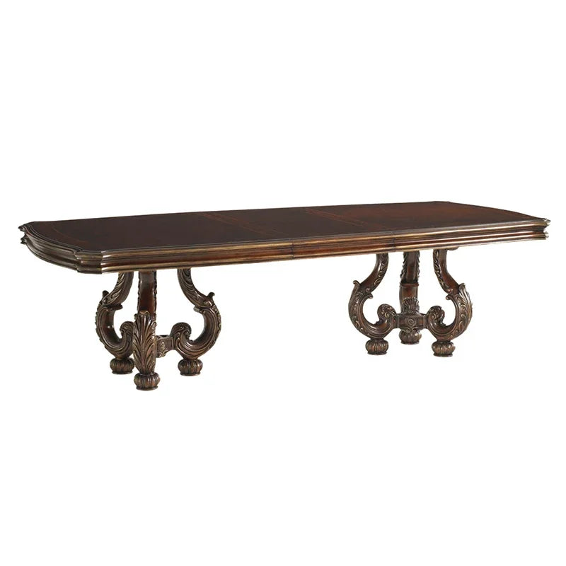 Vintage American solid wood carved long dining table classical old long dining table can be extended stretch banquet table