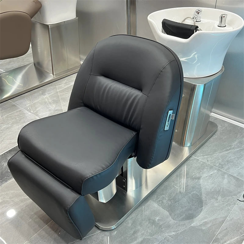 Black Salon Shampoo Chair – Professional Hairdressing Sink, Spa Hairwash Bed for Stylists, Women’s Lit Lavage De Cheveux Spa Furniture