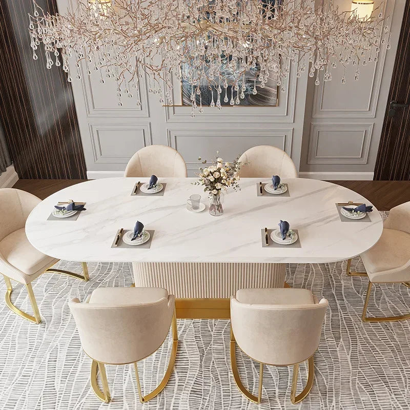 2024 Luxury Modern Oval Dining Table and Chairs Set
