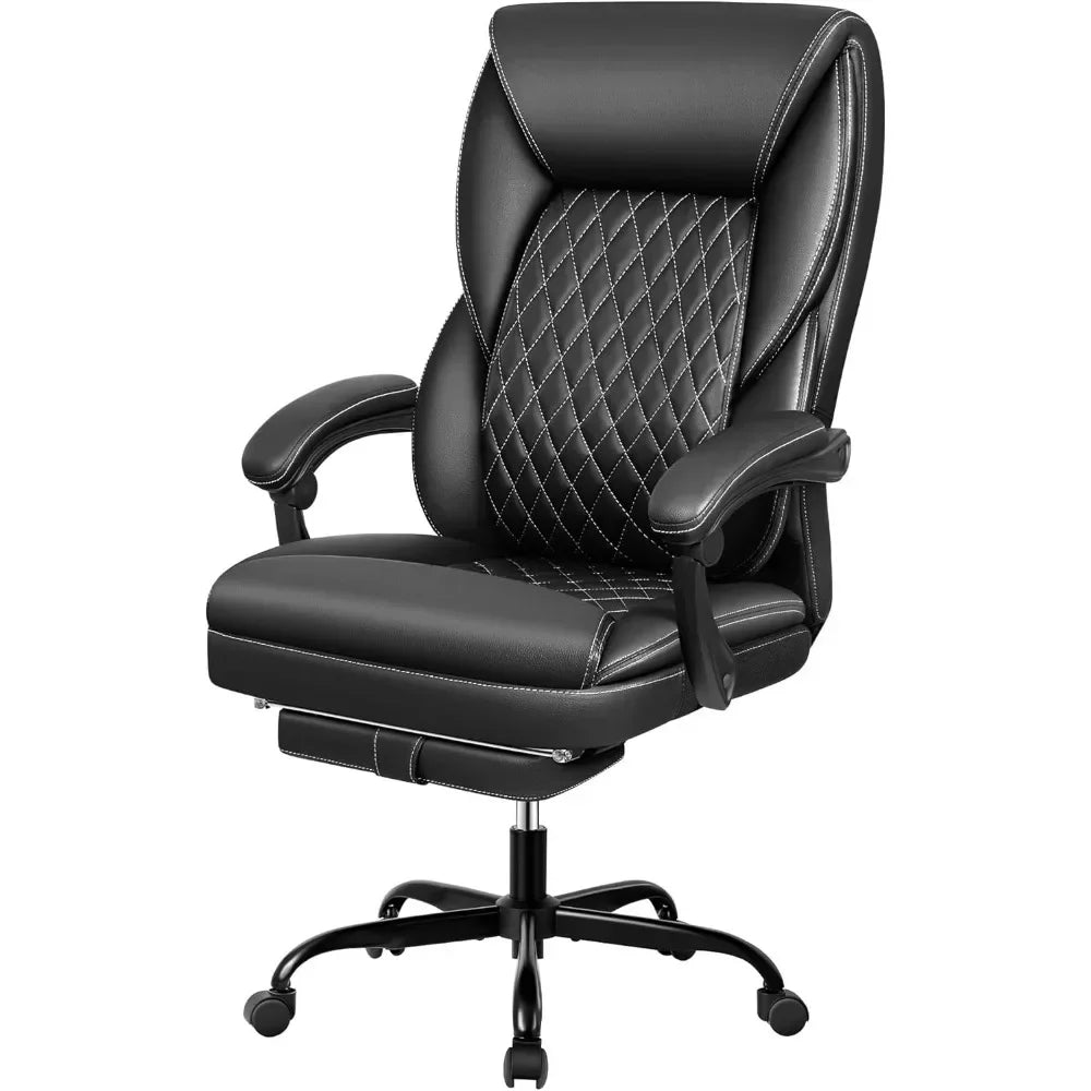 Office Chair,Black tall executive office chair with foot pedals, ergonomic design, and lumbar support,Office Chair