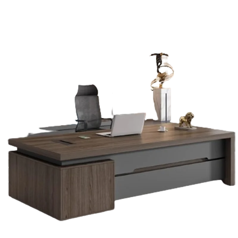 Large Brown Bedroom/Office Desk – Modern Computer & Study Desk, Executive Writing Table, Mesa Ordenador, Contemporary Furniture