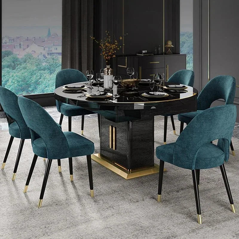 Luxury Living Room Dining Tables Unfolded Rectangle With Induction Cooker Large Storage Space Kitchen Table For 6-8 People