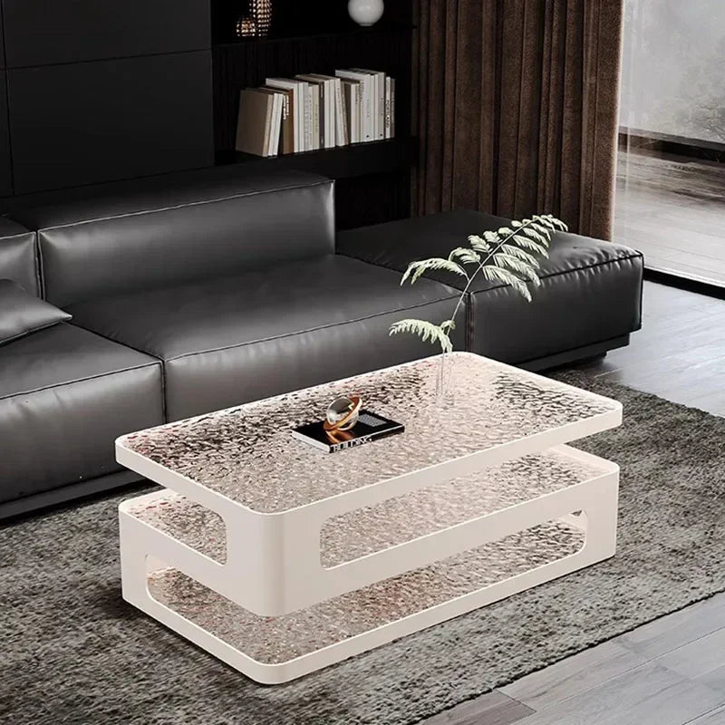 Modern rectangular luxury clear glass coffee table