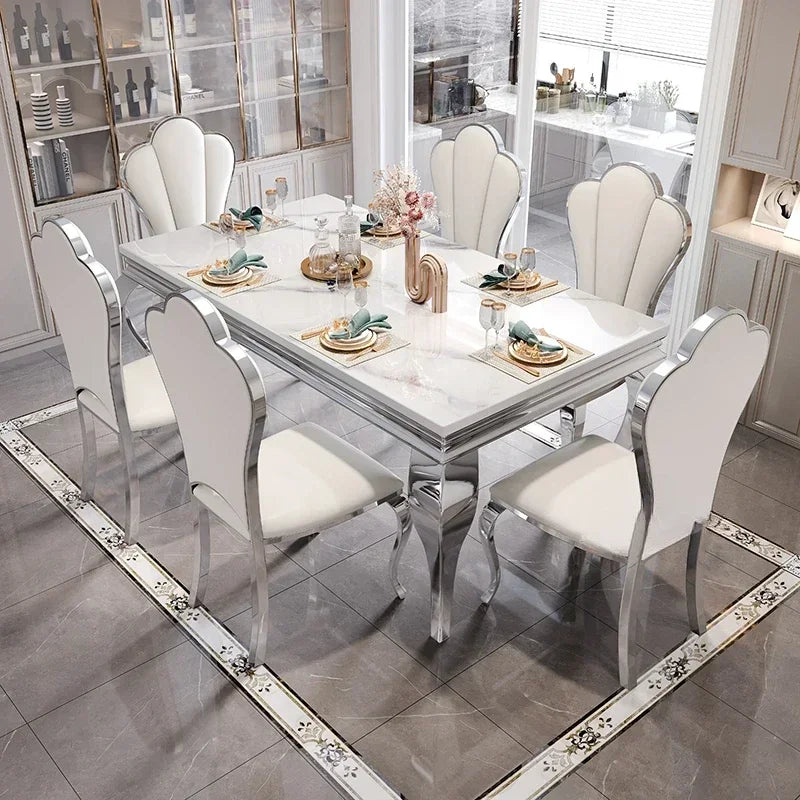 Waterproof Oilproof Luxury Table Unique Gold Vintage Marble Mobile Dining Table Nordic Big Design Mesa De Comedor Funiture