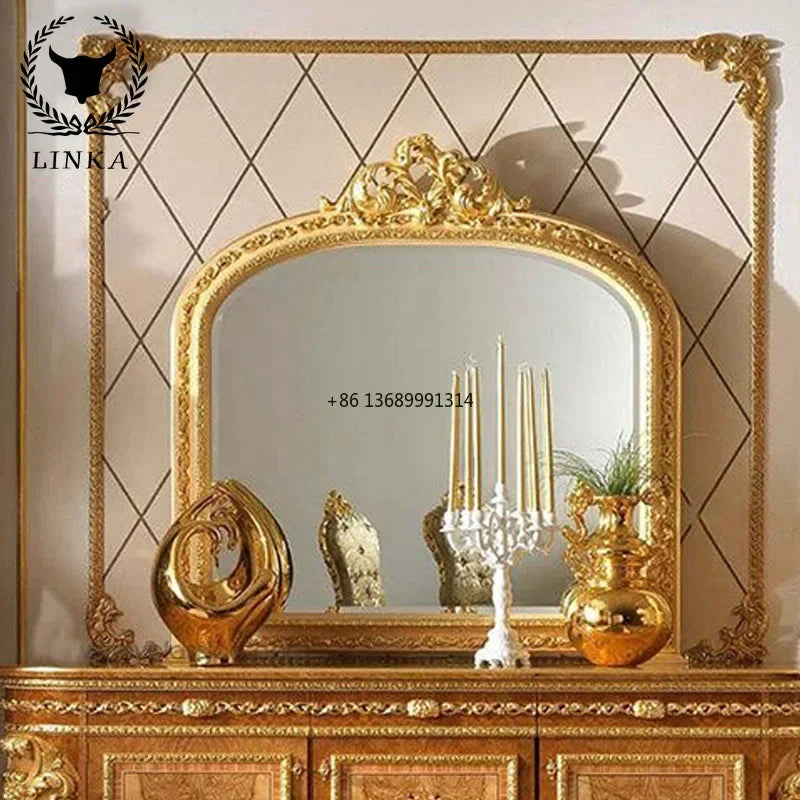 Custom European luxury dining side cabinet all solid wood carved storage tea palace villa furniture