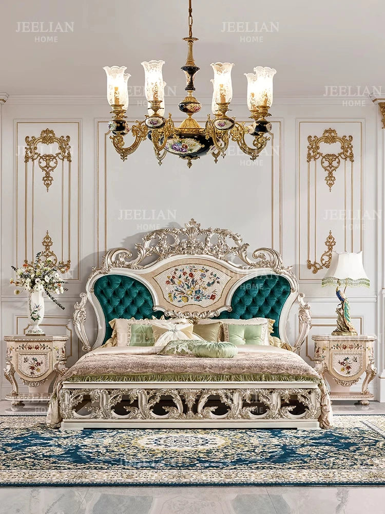 Luxury French court style Villa home Double bed shell parquet bedroom Queen bed