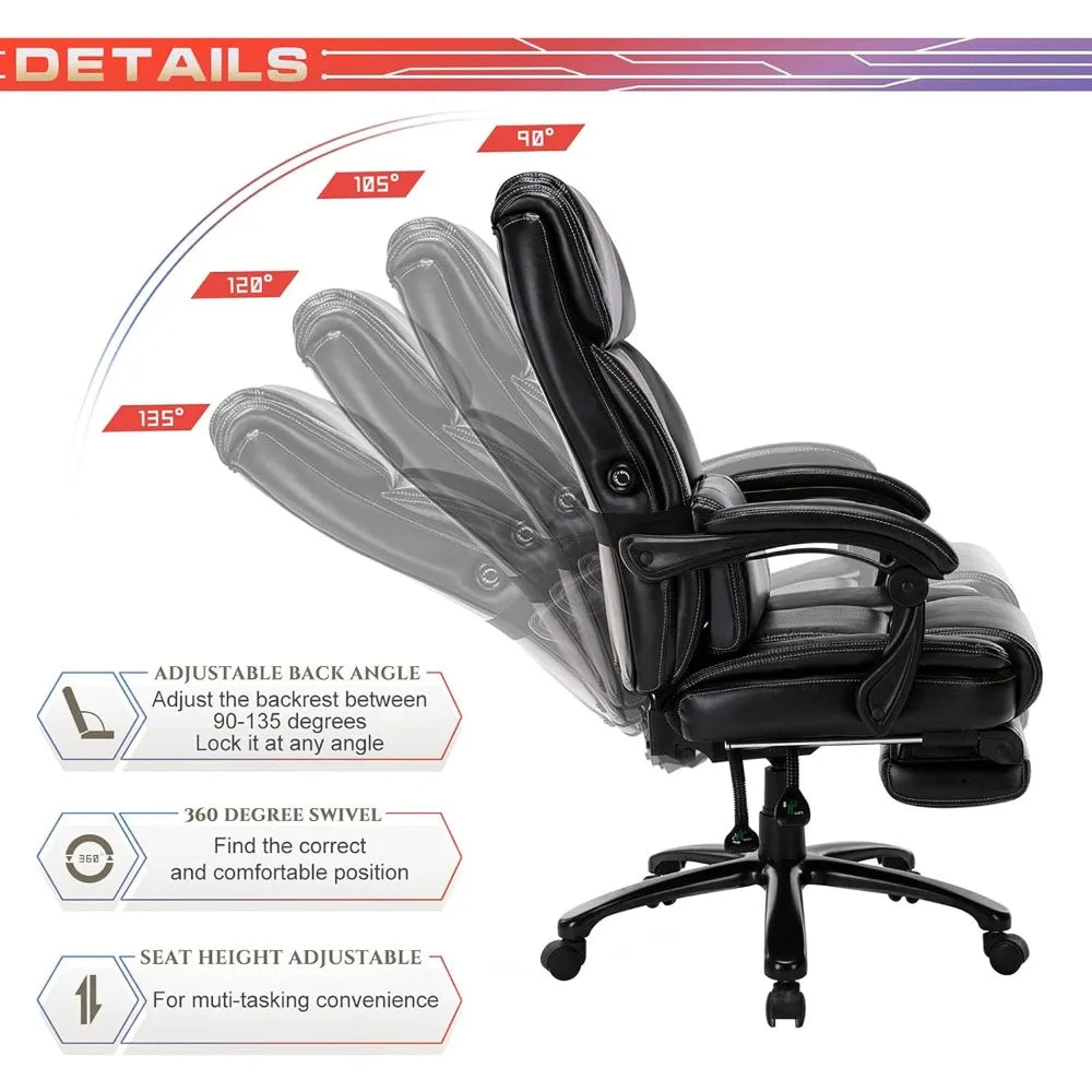 Office Chair, Bonded Leather, Adjustable Tilt Angle, Height Lumbar Support, High Back Home Office Chairs, Executive Task Chair