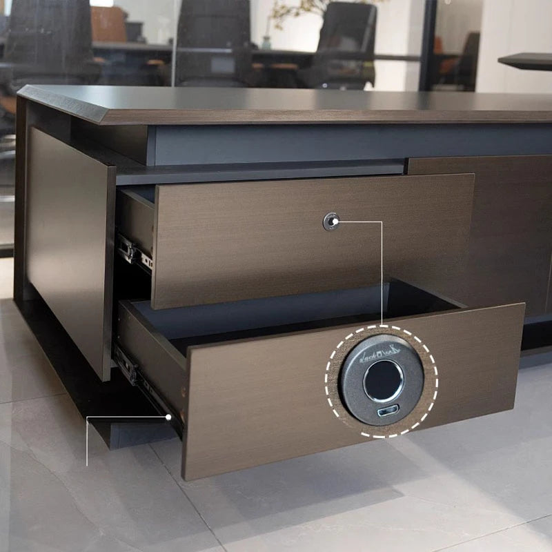 Luxury L-shaped executive corner desk with drawers