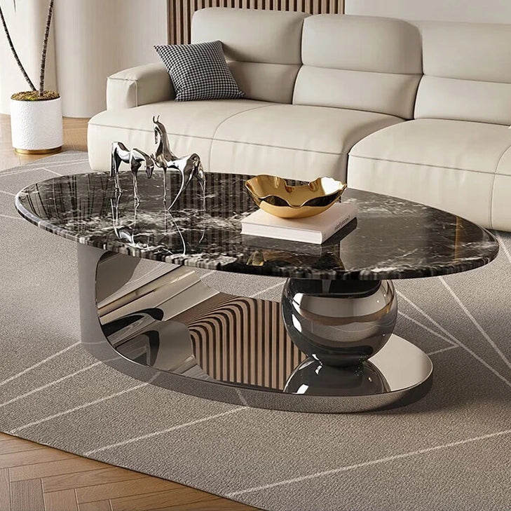 Slab Rock Small Coffee Table – Luxury Black Nordic Design for Living Room
