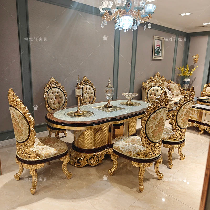 French Palace Style Extended Dining Table and Chair Set