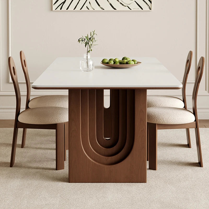 Expandable Wooden Dining Table—Modern Design with Folding Chairs