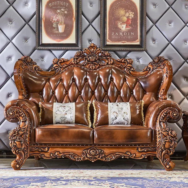 ProCARE Italy classic style living home furniture leather sofa set