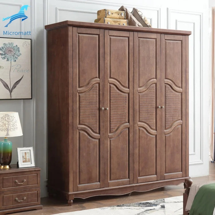 Wholesale Bedroom Furniture – Brown American Style Solid Wood Wardrobe