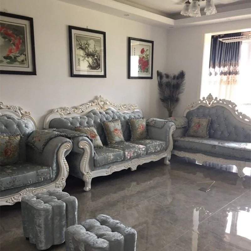 European-style High-quality Fabric Sofa Living Room Combination Solid Wood Removable and Washable Sofa