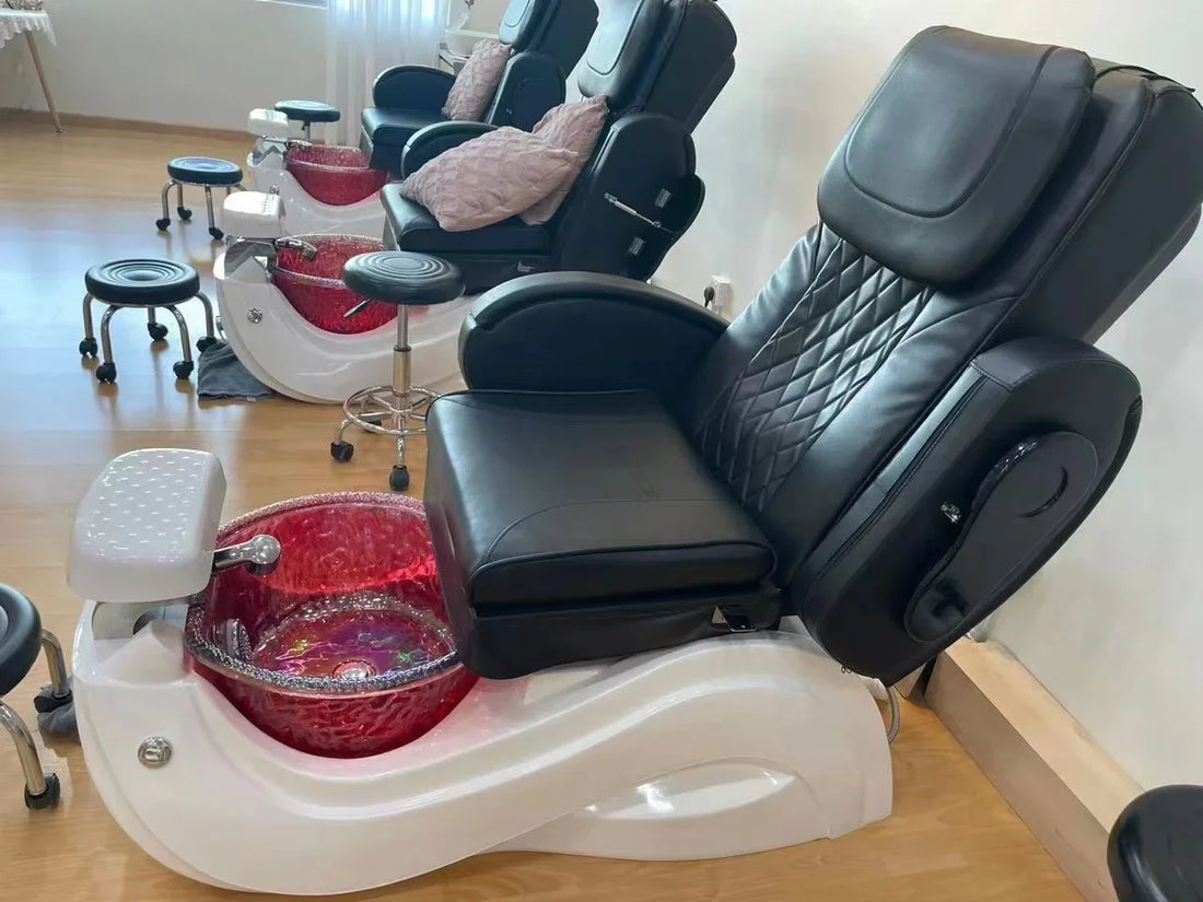 Hot sale good quality luxury electric foot massage chair gold plated acrylic pedicure massage chair for beauty salon