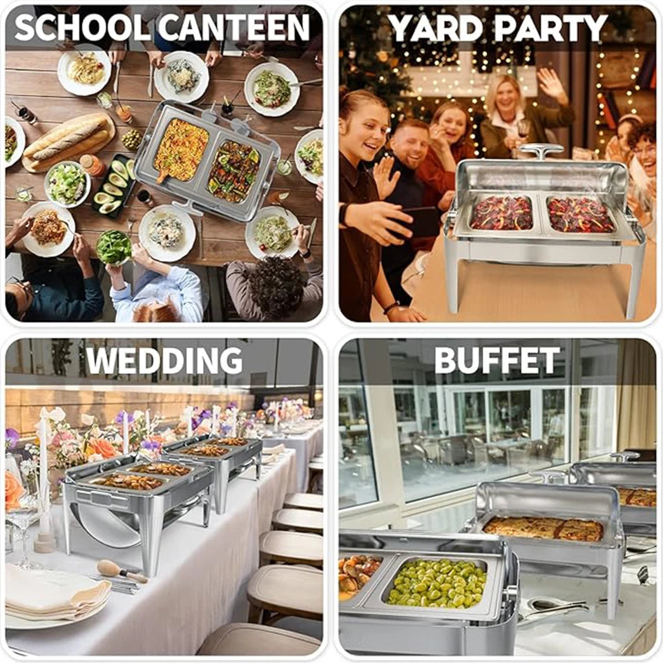 ZC201-1 Roll Top Chafing Dish Buffet Set Commercial Chafer for Catering Rolling Buffet Servers and Warmers