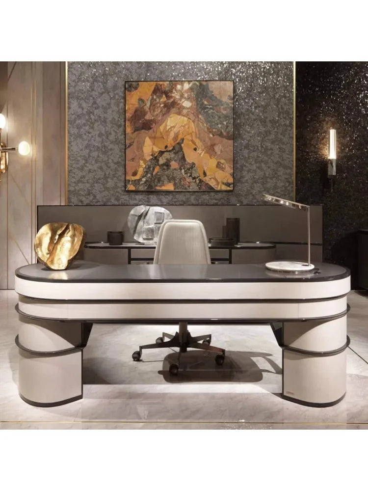 Light luxury solid wood computer desk Home student writing desk High-end Italian desk