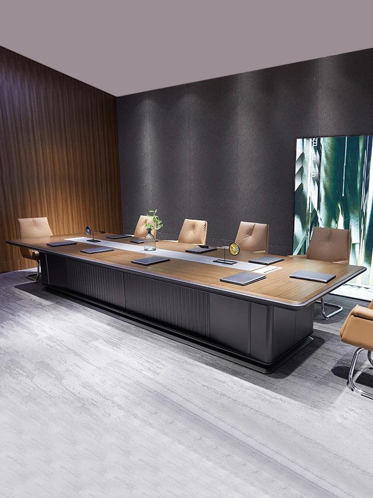 High-End Conference Table & Chair Set – Long, Light Luxury, Business Office Furniture