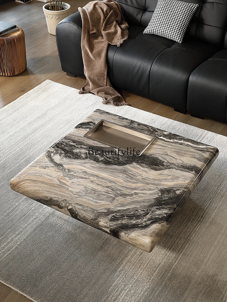 Light luxury natural marble coffee table