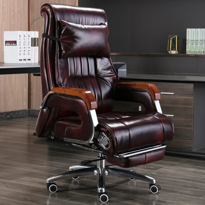 Leather Swivel Recliner Office Chair – Comfortable Rolling Desig