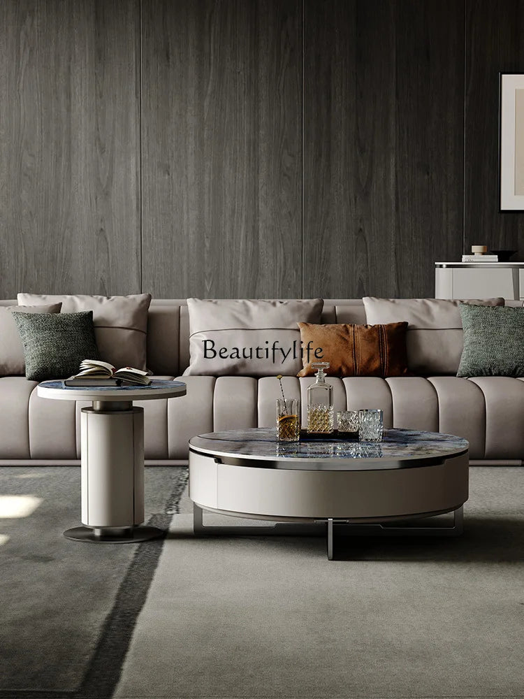Light Luxury Round Stone Plate Coffee Table