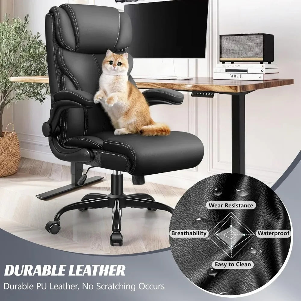 Office Chair, Ergonomic Big and Tall Computer Desk Chairs, Adjustable High Back Flip-up Armrests, Office Chair