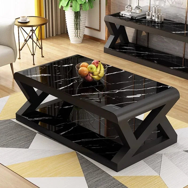 Simple black storage coffee table