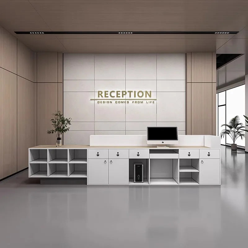 White Reception Desk Office Salon Modern Bar Counter Diy Reception Desk Cashier Table Rezeption Desk Beauty Luxury Furniture