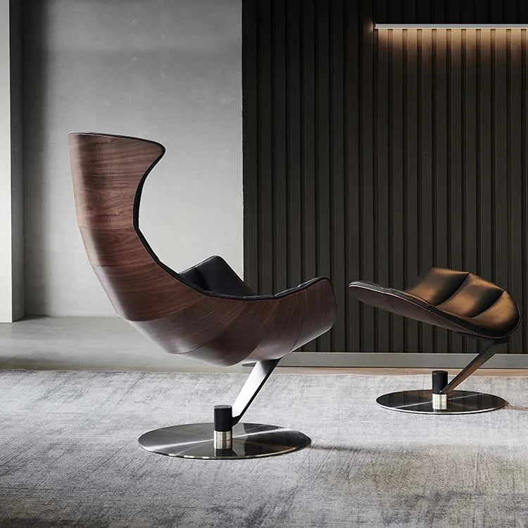 Light luxury leather single sofa recliner minimalist creative lobster chair living room balcony backrest casual