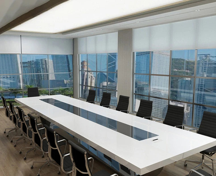 Large White Conference Table – Simple Modern Design for Creative Negotiations