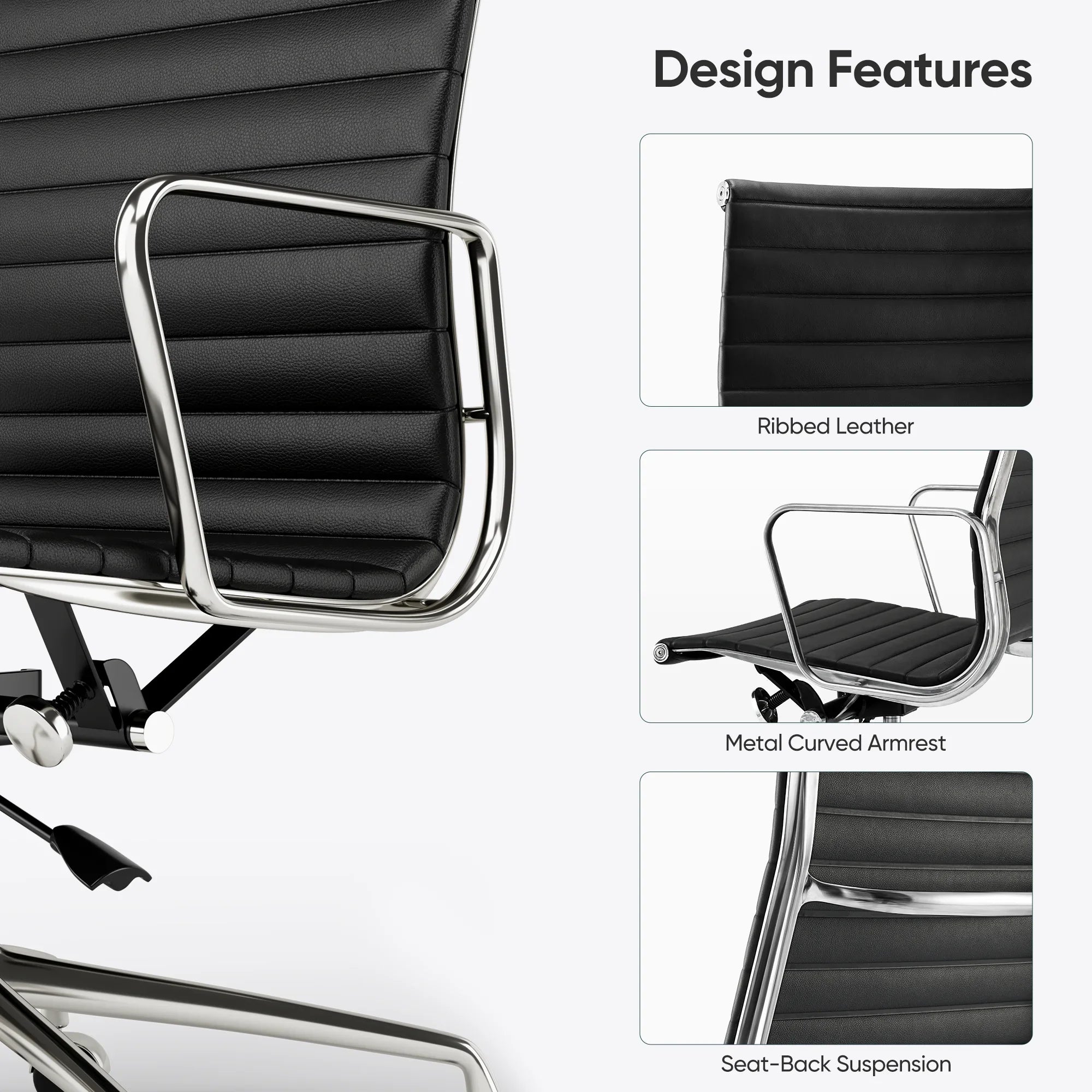 Mid-Back Office Chair Classic Genuine Leather Ergonomic Office Chair Adjustable Swivel Leather Computer Desk Gaming Chair