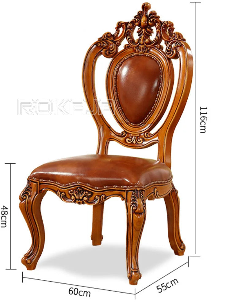 Antique Wooden Hand-Carved Royal Round Dining Table Set