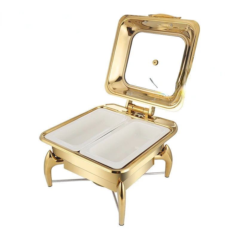Deluxe Square Gold Chafing Dish – Commercial Buffet Food Warmer