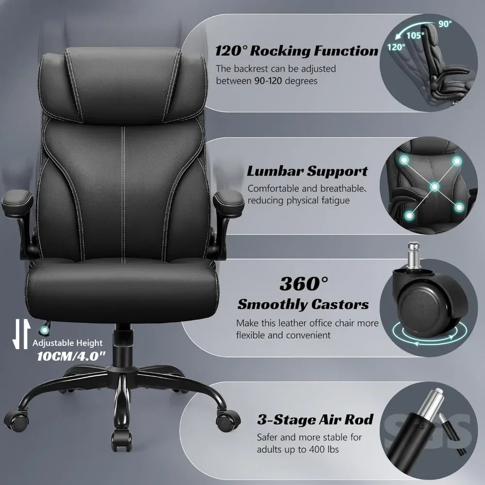 Office Chair, Ergonomic Big and Tall Computer Desk Chairs, Adjustable High Back Flip-up Armrests, Office Chair