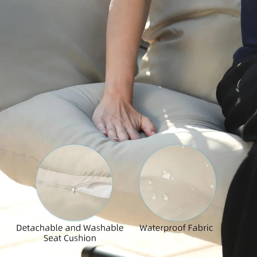 Double Wicker Swing Egg Chair – Foldable Indoor/Outdoor Hammock Loveseat