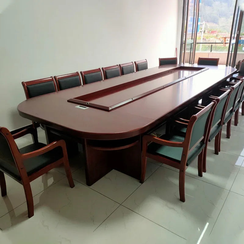 Large table solid wood, meeting room table and chair combination oval