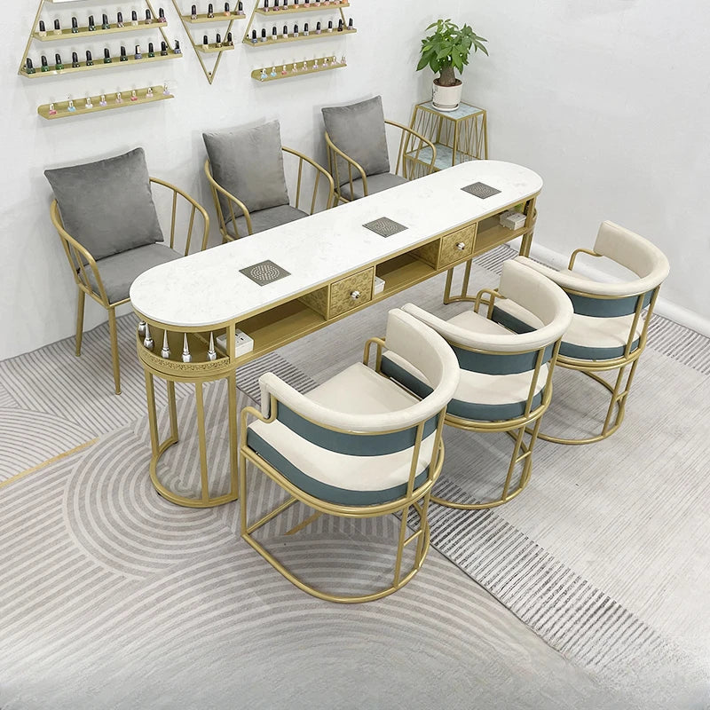 Design Gold Nail Desk Organiser Storage Modern Nordic Nail Table Light Luxury Stolik Do Paznokci Salon Equipment Furniture