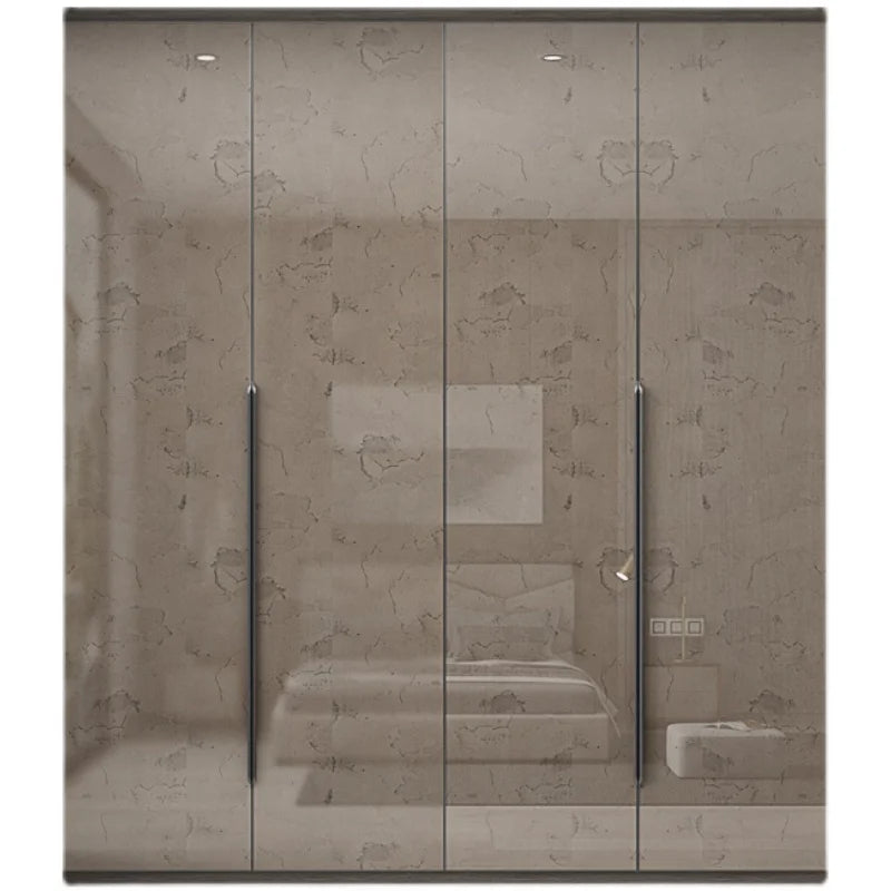 Italian style minimalist luxury high light wardrobe bedroom glass wardrobe simple master bedroom side hung cloakroom