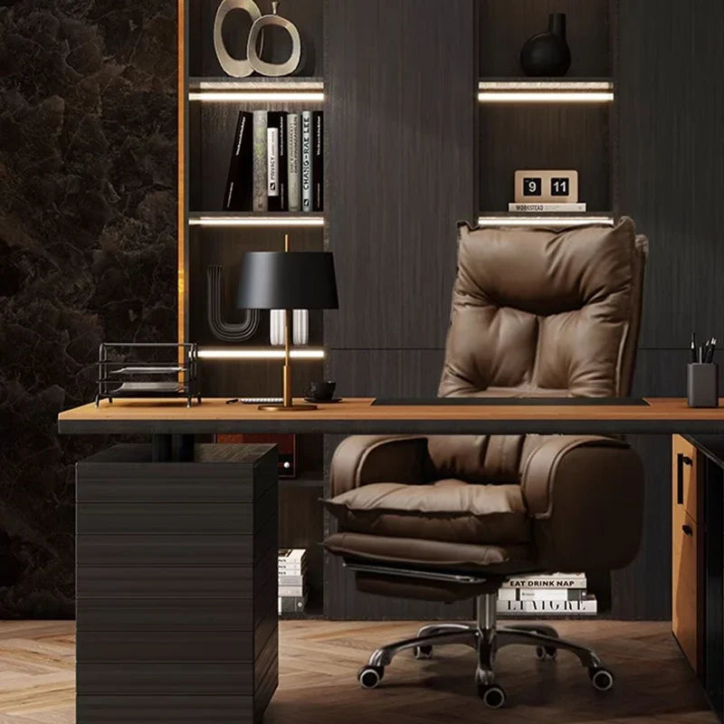 Reading Leather Office Chair Lazy Mobile Recliner Playseat Study Swivel Throne Office Chair Comfortable Muebles Home Furniture